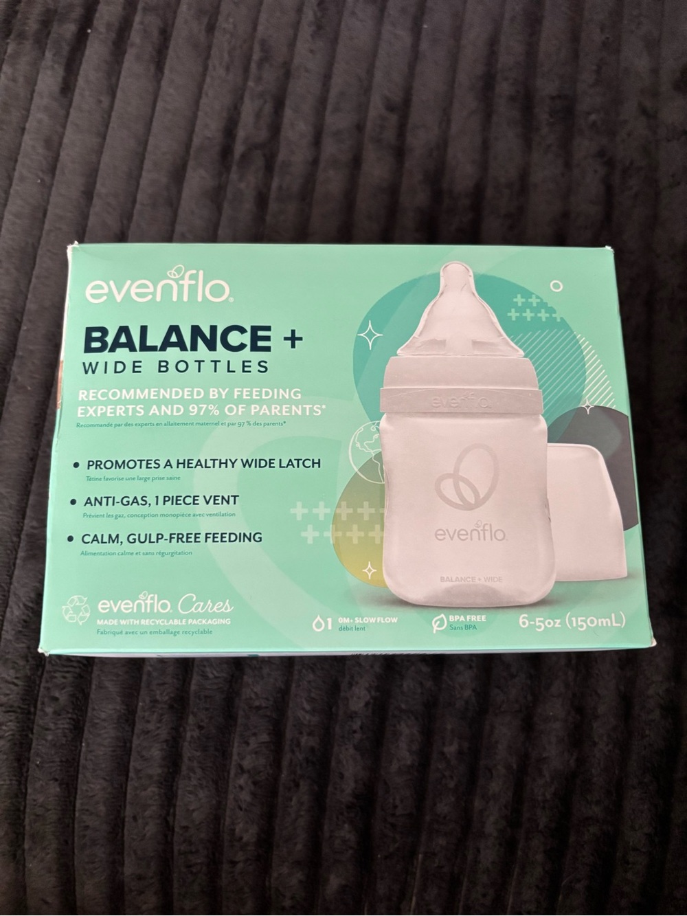 Evenflo Balance+ Wide Bottles, Mint Green Pack of 6